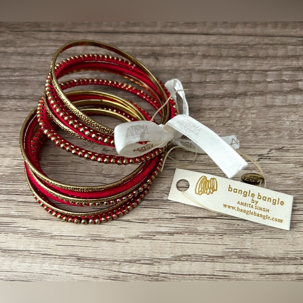 Amrita Singh Red and Gold Bangle Set